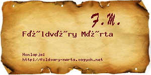 Földváry Márta névjegykártya