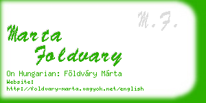 marta foldvary business card