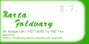 marta foldvary business card